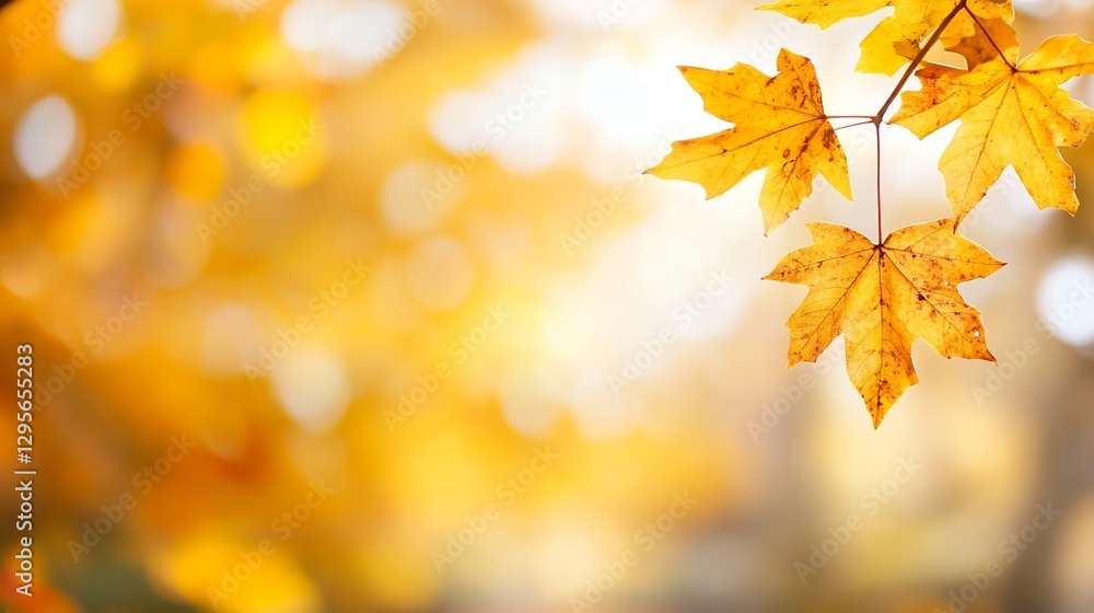 Aufkleber beautiful autumn leaves featuring bright yellow colors with a soft blurred background : generative a