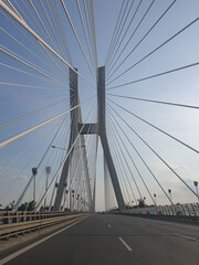 Fototapeta premium Cable-stayed bridge closeup