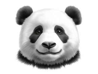 Obraz premium A detailed illustration of a panda's face, showcasing its distinctive black and white fur and expressive eyes.