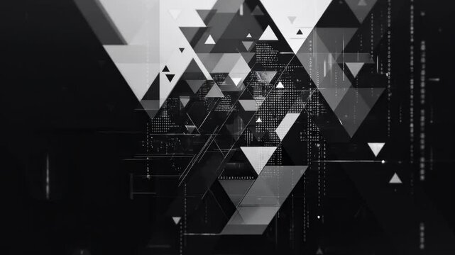 Dynamic abstract triangular patterns with futuristic digital motion