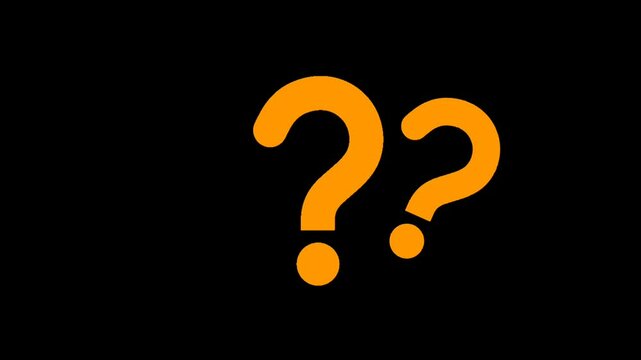 question mark animation on black screen. question or mystery animation