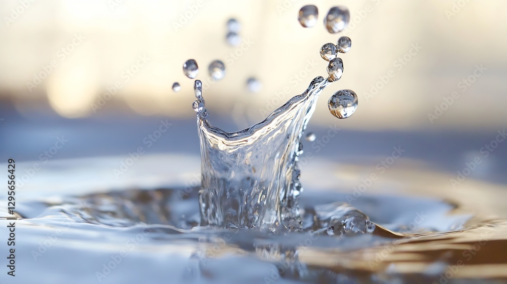 Fototapete Breathtaking close up of water droplets frozen in motion creating an artistic display of nature : Generative AI