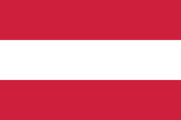 Austria flag. Flag icon. Standard color. Standard size. A rectangular flag. Computer illustration. Digital illustration. Vector illustration.