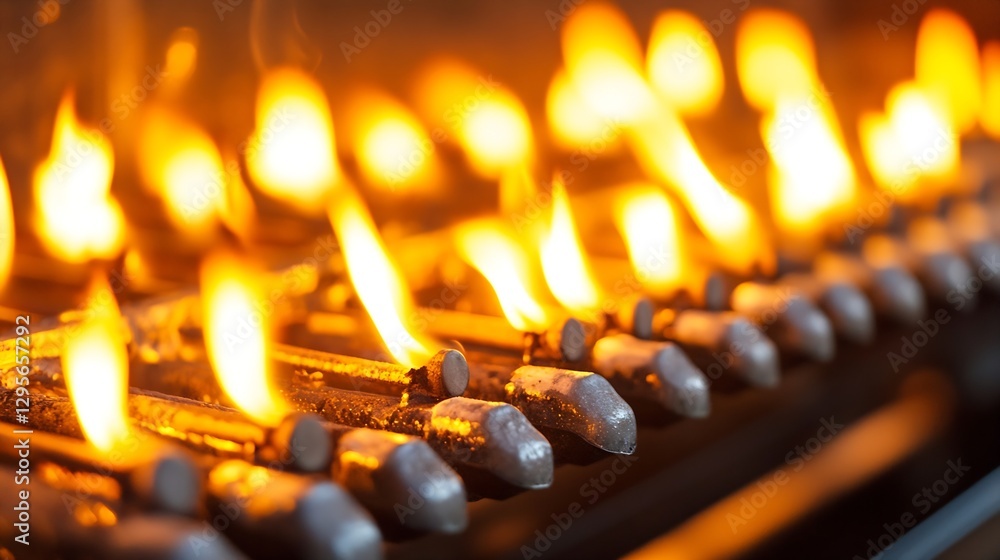 Poster close up of flames burning brightly in fire pit creating warmth and ambiance : generative ai