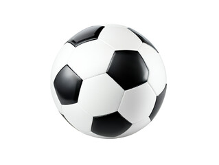 A classic black and white soccer ball featuring the traditional pentagon and hexagon panels, showcasing its characteristic design.