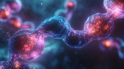 Futuristic Microscopic Cells with Glowing Energy - Sci-Fi Biology Concept