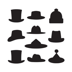 collection of ten different hats in silhouette
