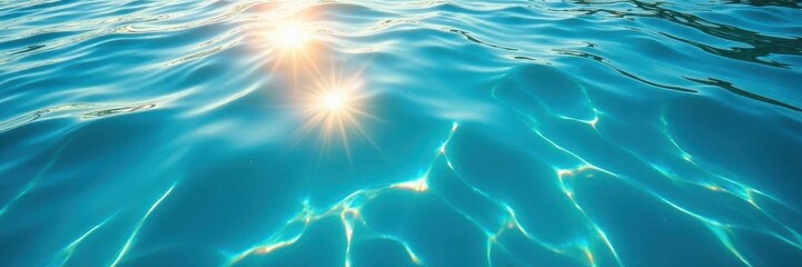 Obraz premium Azure water, dazzling sun reflections create patterns, bright, aqua, cyan