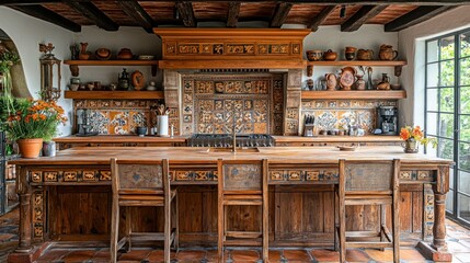 Rustic Mexican-style kitchen island