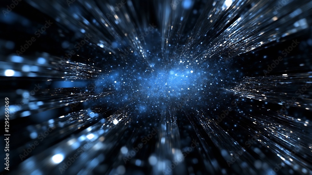 Leinwandbilder streaks of light and stars in a cosmic space background representing movement of stars : generative 