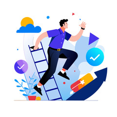 Analyst presenting reports on performance chart with rocket icon symbolizing business boost