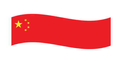 Obraz premium Flag of China. China wavy flag. Flag icon. Wavy streamers. A long banner. Standard color. Long ribbon flag. Digital illustration. Vector illustration.