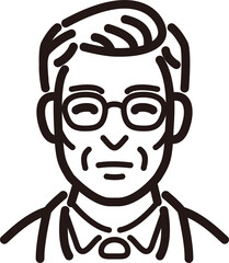 人物　男性　ミドル　シニア　ビジネス　スーツ　線　シンプル　アイコン　イラスト　素材