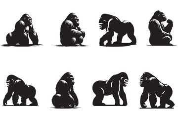 Gorilla Poses Silhouettes