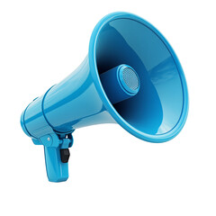 3D Blue Megaphone Icon, Isolated on Transparent Background