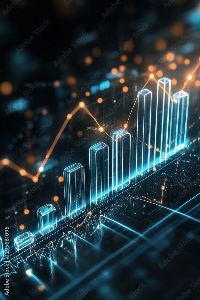 Poster this image showcases a vibrant data analysis visual with glowing charts and graphs, illustrating gro