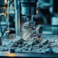 Precision Machining Process with Metal Shavings and Dust Particles
