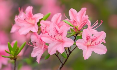 Obraz premium Pink-Flowering Deciduous Azalea for Early Spring, Generative AI