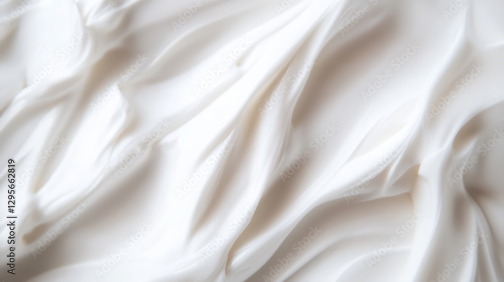 Poster closeup of smooth creamy texture displaying soft white fabric ribbons : generative ai