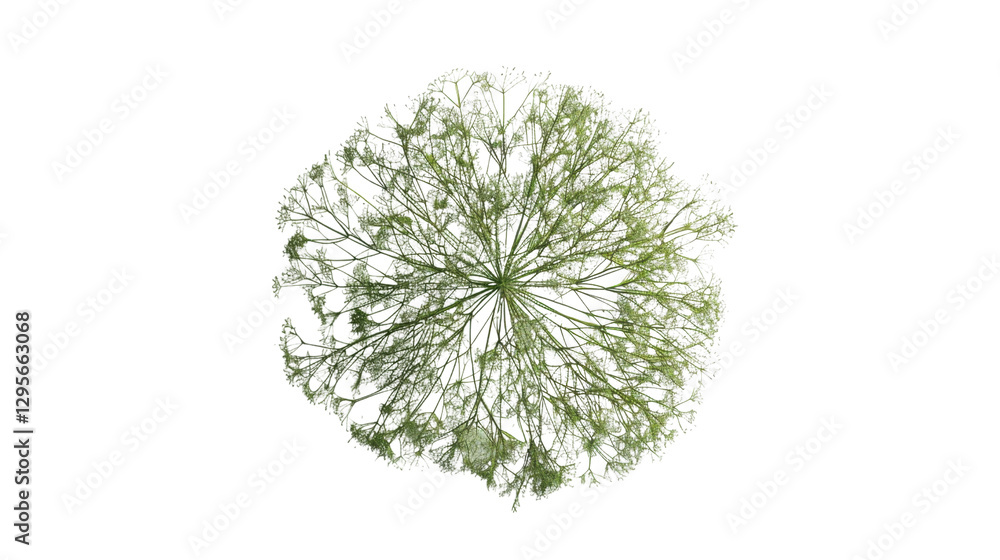 Poster top view of blooming tree with transparent background for compositing