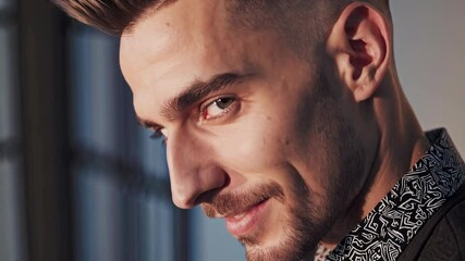A skillful barber demonstrates precision in cutting and styling a men's haircut with attention to detail. The vibrant atmosphere highlights the latest trends in male grooming and fashion.