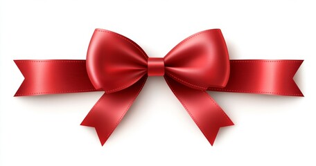 Isolated on a transparent background is a stunning red satin ribbon adorned with a bow, stock photo