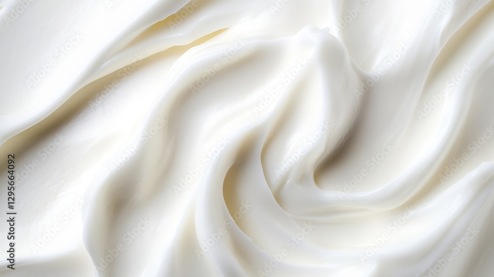 Poster Smooth and creamy texture of fresh whipped cream spread in soft waves on a surface : Generative AI