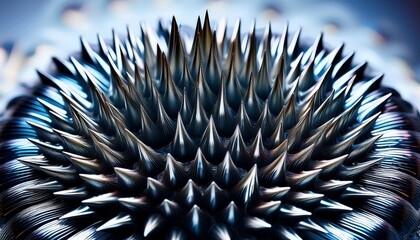A macro view of magnetic ferrofluid reacting to an unseen force, forming alien-like spikes and fluid shapes, showcasing its dynamic, otherworldly movement.