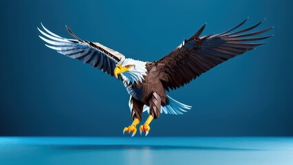 Fototapeta premium a majestic eagle made of intricate paper design showcases flight in vibrant colors