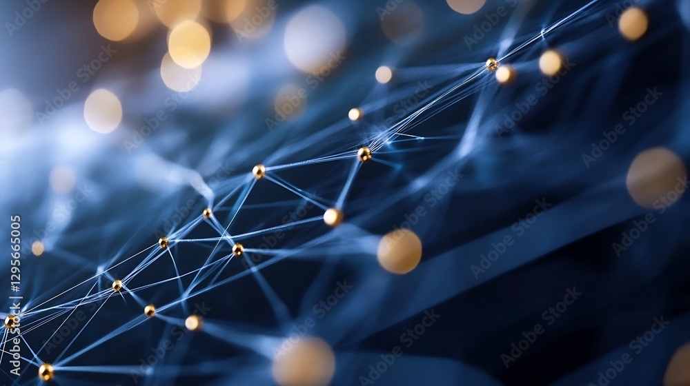 Fototapete Abstract Digital Connections with Illuminated Nodes and Lines : Generative AI