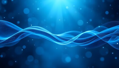 Abstract blue technology background with wave shapes