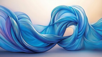 Obraz premium Abstract Light Blue Swirling Wave Pattern 3D Render
