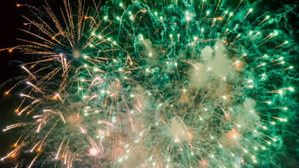 festive fireworks in the night black sky