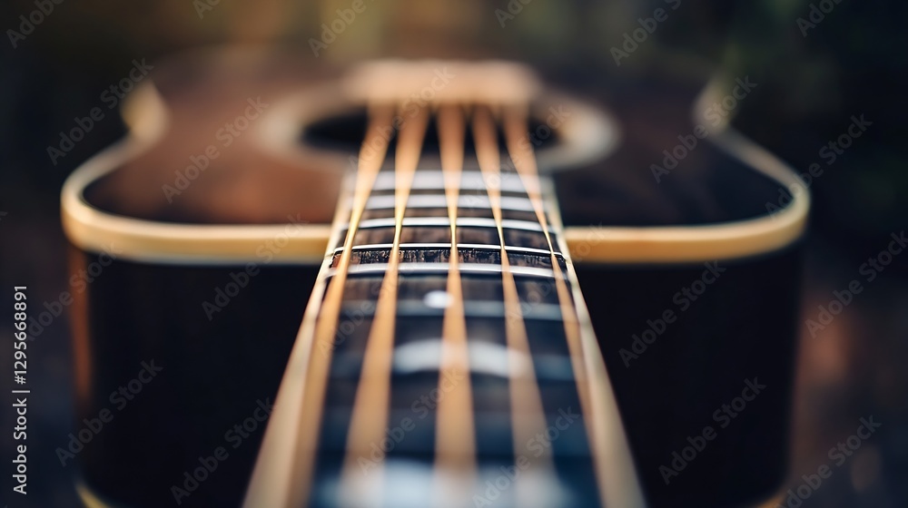 Aufkleber closeup view of a beautifully crafted acoustic guitar showcasing strings and craftsmanship : generat
