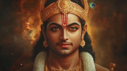 ram god portrait image Digital Painting of Indian mighty God Ram Rama Navami images