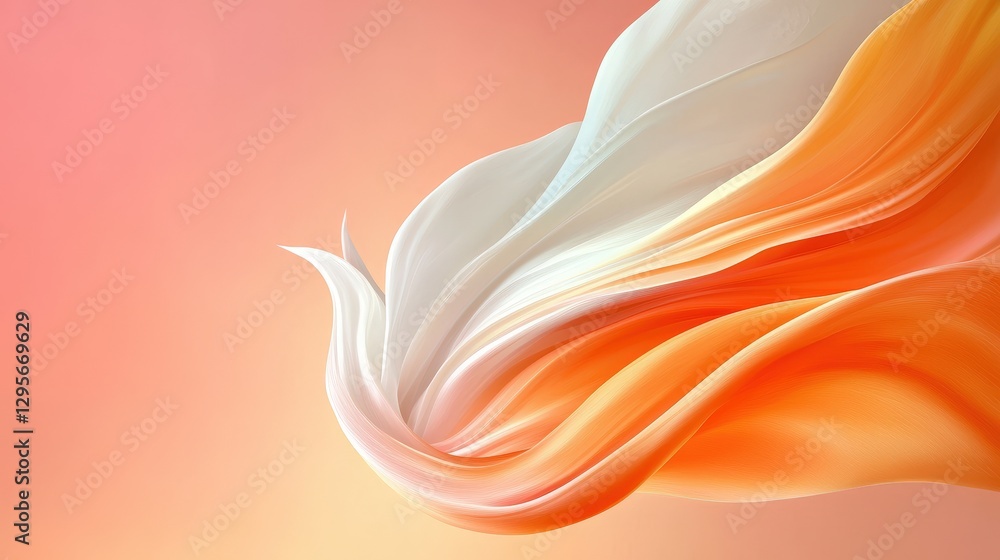 Aufkleber swirling fabric abstract in peach elegant textile form on soft backdrop