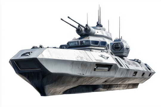 Futuristic Military Warship Grey Battleship Sci Fi Gunboat Armed Vessel Naval Combat Ship