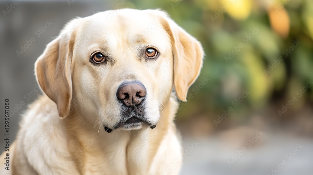Poster stunning golden labrador dog portrait with soft background : generative ai