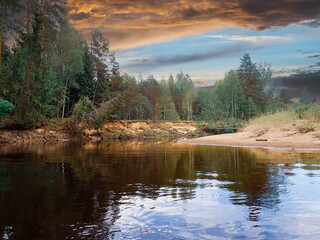 Obraz premium Exploring the Remote Beauty of the Upper Volga River in Russia