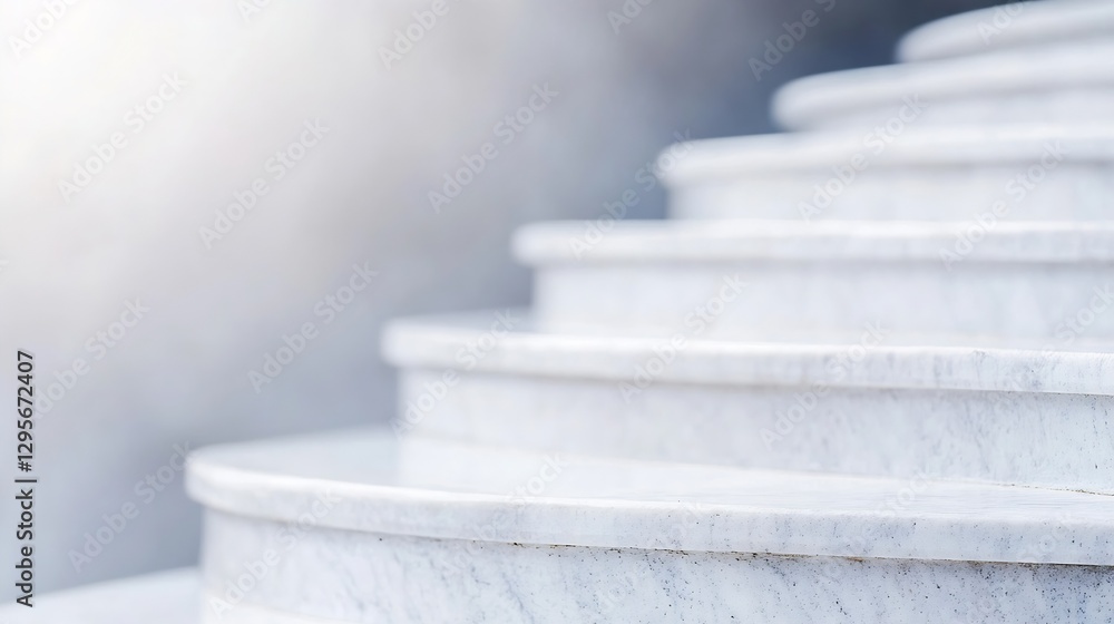 Poster modern marble staircase leading upwards symbolizing progress and the journey of life : generative ai