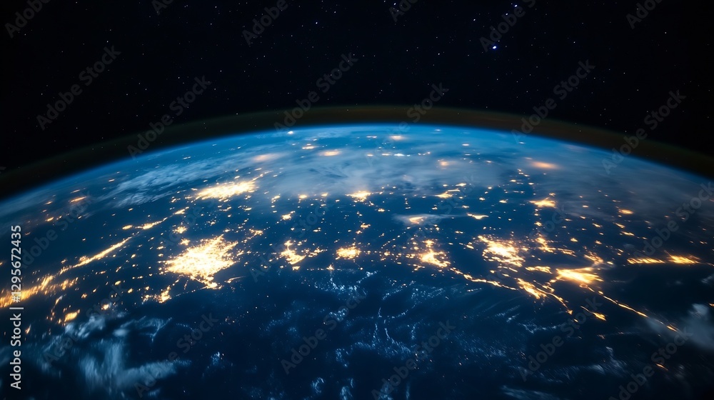 Aufkleber stunning view of earth from outer space showing illuminated cities and natural landscapes beneath a 