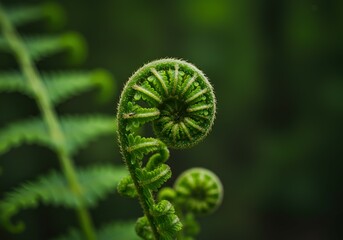 "Spirals of Life: Macro Elegance of Curling Fern Fronds"