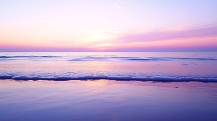 Serene Ocean Sunset with Vibrant Colors and Gentle Waves at Dusk : Generative AI