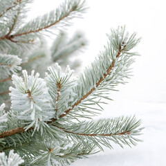 Pine Branches With Frosted Accents isolated white background