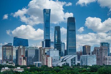 Fototapeta premium The skyline of Beijing, China: A bustling and magnificent scene outlined by modern architecture