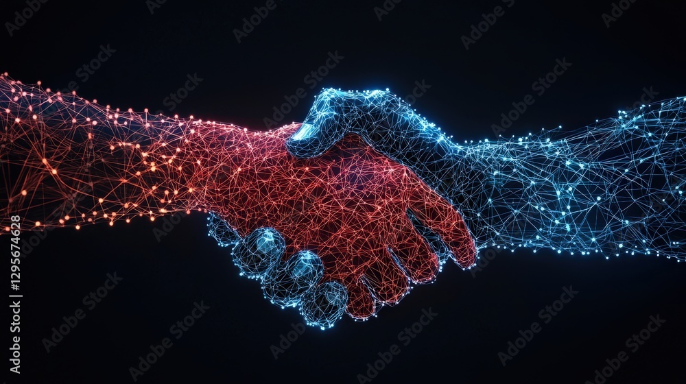Aufkleber digital connection through virtual handshake visuals