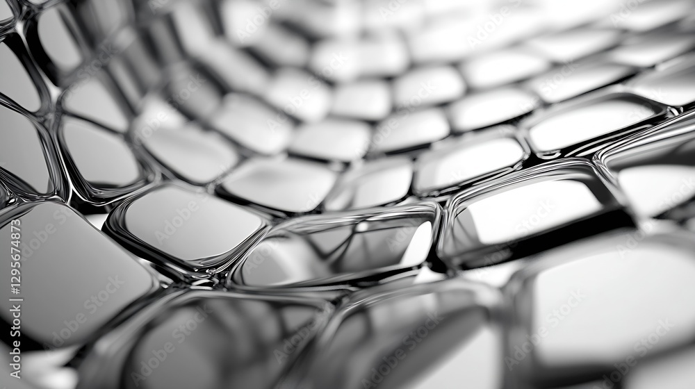 Fototapete Intricate closeup view of shiny metallic surfaces reflecting light in a modern design : Generative AI