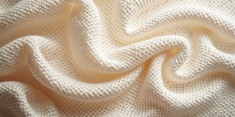 Detailed Close-Up of Textured Linen Fabric on Soft Background