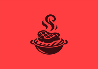 Smoky Grilled Meat Logo &ndash; A grilled meat piece with rising smoke, symbolizing rich, savory, and smoky perfection.