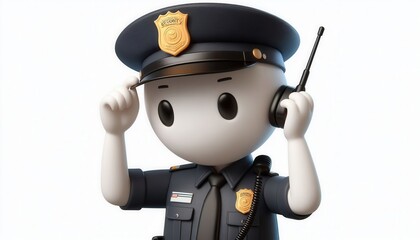 Police character engaging in duty urban setting digital illustration cartoon style